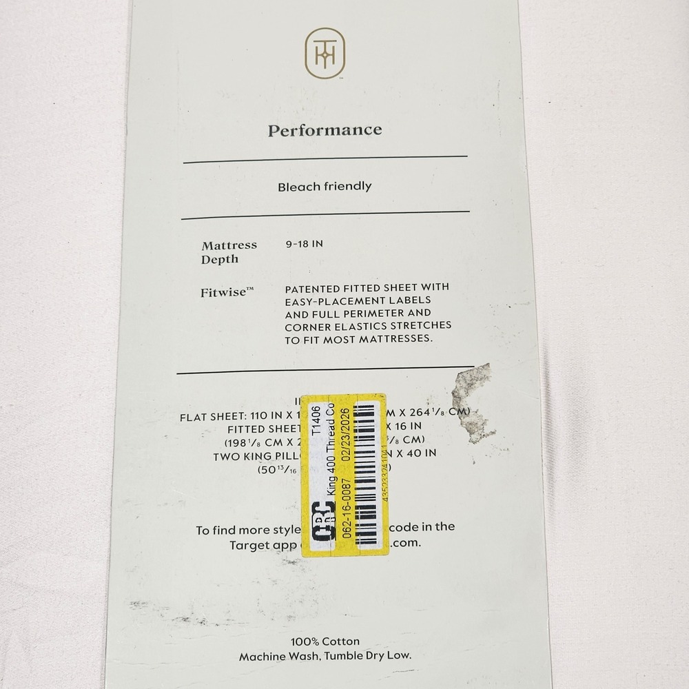 Threshold King Performance Sheet Set 400TC Cotton Sateen Eyelet Ruffle Ivory 4pc - Picture 6 of 8